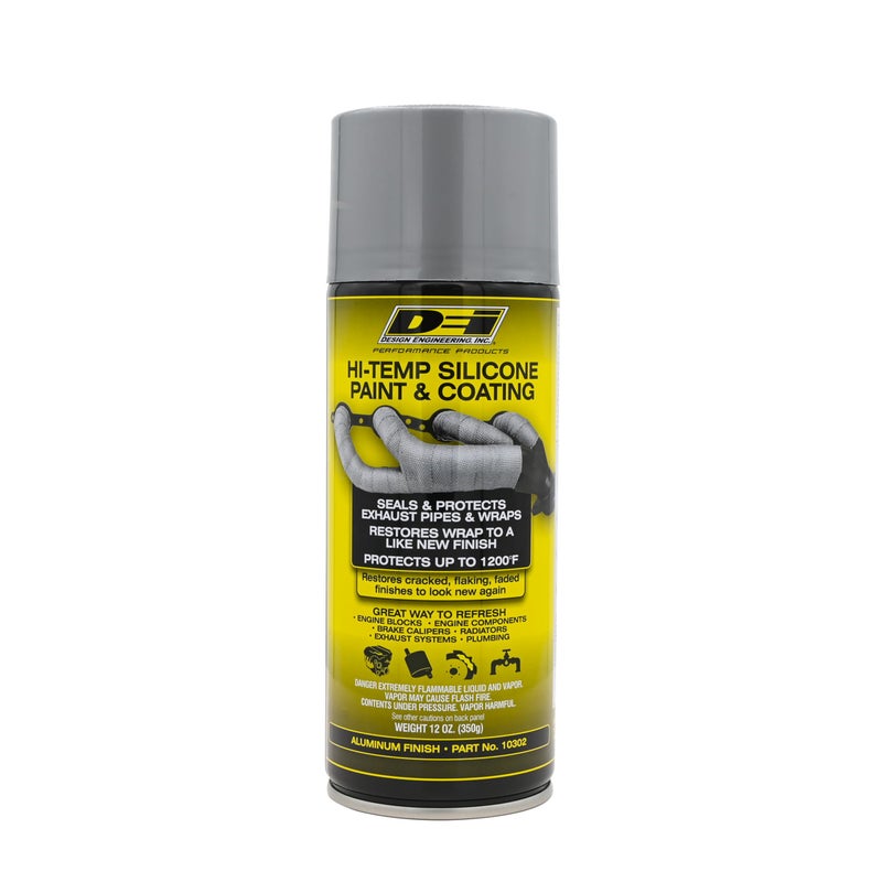 Design Engineering High-Temperature Aluminum Silicone Coating Spray â€“ Heat-Resistant Protective Sealant for Exhaust Wraps, Engine Parts, Headers, and Manifolds - Image 1