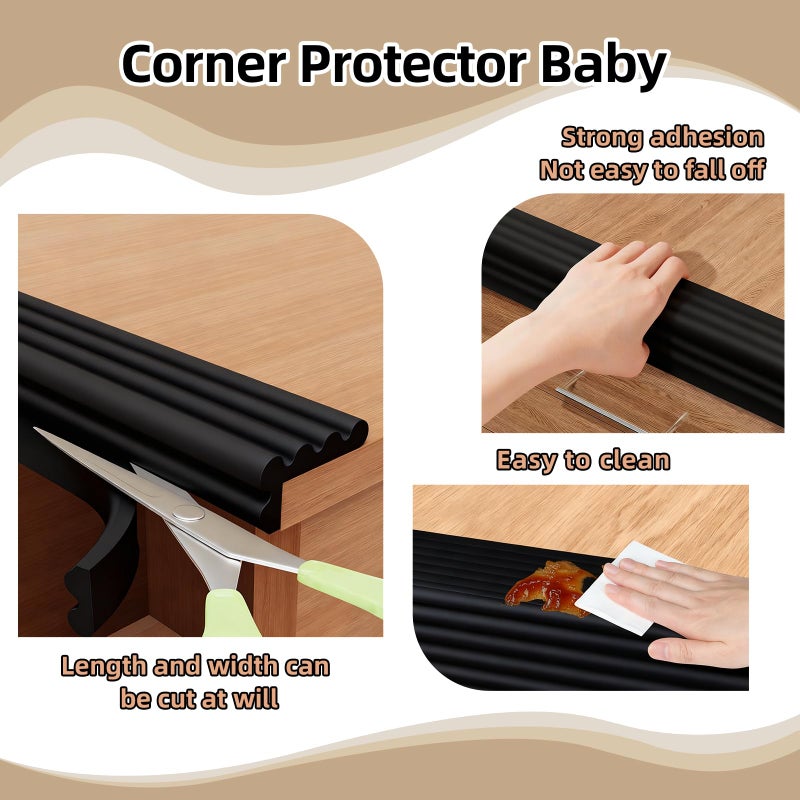 KAIYUER Baby Corner Guards 6.56FT - Ultra Soft Sponge Edge & Corner Protectors,Desk Edge Cushion,for Furniture, Table, Fireplace - Safety Bumper with Strong Adhesive Tape, Black,3.15 Inch Wide - Image 5