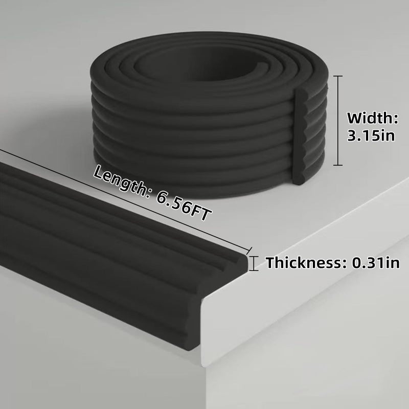 KAIYUER Baby Corner Guards 6.56FT - Ultra Soft Sponge Edge & Corner Protectors,Desk Edge Cushion,for Furniture, Table, Fireplace - Safety Bumper with Strong Adhesive Tape, Black,3.15 Inch Wide - Image 2