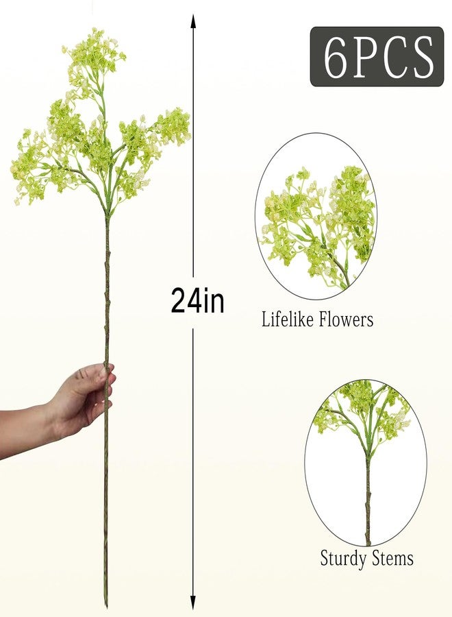 Green Moon 6PCS Real Touch Green Faux Silk Babys Breath Artificial Flowers for Vase -24”, Bulk Fake Gypsophila Branches with Stems for DIY Bouquet Wedding Arrangements Table Centerpieces Decor Home Decorations - Image 2
