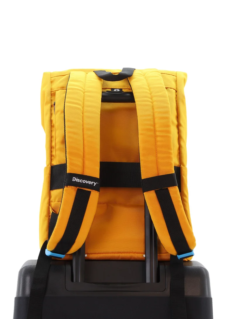 Discovery Discovery ICON Roll Top 15L Backpack Ocher, Durable Lightweight Multi Compartment Travel Bag, Padded Laptop/Tablet Pocket RFID, Adjustable Strap With Luggage Fix Strap, Men Women School Outdoor