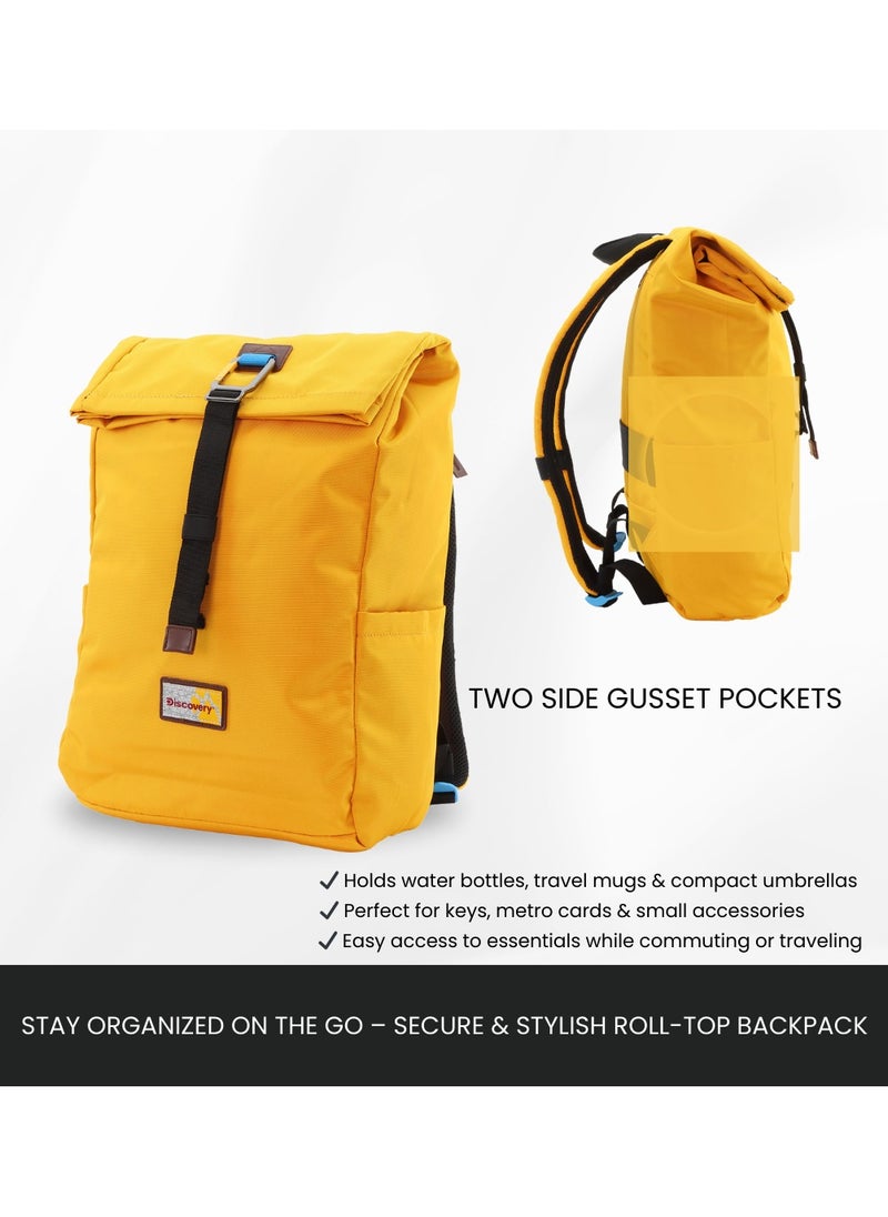 Discovery ICON Roll Top 15L Backpack Ocher, Durable Lightweight Multi Compartment Travel Bag, Padded Laptop/Tablet Pocket RFID, Adjustable Strap With Luggage Fix Strap, Men Women School Outdoor - pzsku/Z067F22E2D185689D15B3Z/45/_/1739530468/6984ec13-65e5-4331-b173-ac551f3be19c