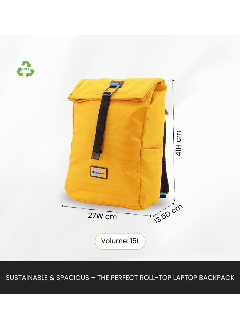 Discovery ICON Roll Top 15L Backpack Ocher, Durable Lightweight Multi Compartment Travel Bag, Padded Laptop/Tablet Pocket RFID, Adjustable Strap With Luggage Fix Strap, Men Women School Outdoor - pzsku/Z067F22E2D185689D15B3Z/45/_/1739530508/5e8b71b2-b595-4421-a867-4a950fc127ad