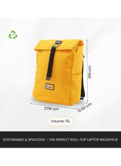 Discovery Discovery ICON Roll Top 15L Backpack Ocher, Durable Lightweight Multi Compartment Travel Bag, Padded Laptop/Tablet Pocket RFID, Adjustable Strap With Luggage Fix Strap, Men Women School Outdoor  - Image 4