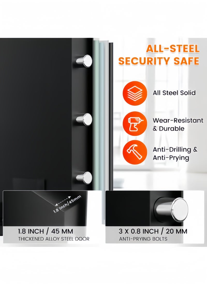 GGEROU 4.0 Cub Large Safe Box for Home Use, Heavy Duty Home Safes Water and Fireproof with Spare Keys and Alarm System, Anti-Theft Fire Proof Safe for Home Office  - Image 3