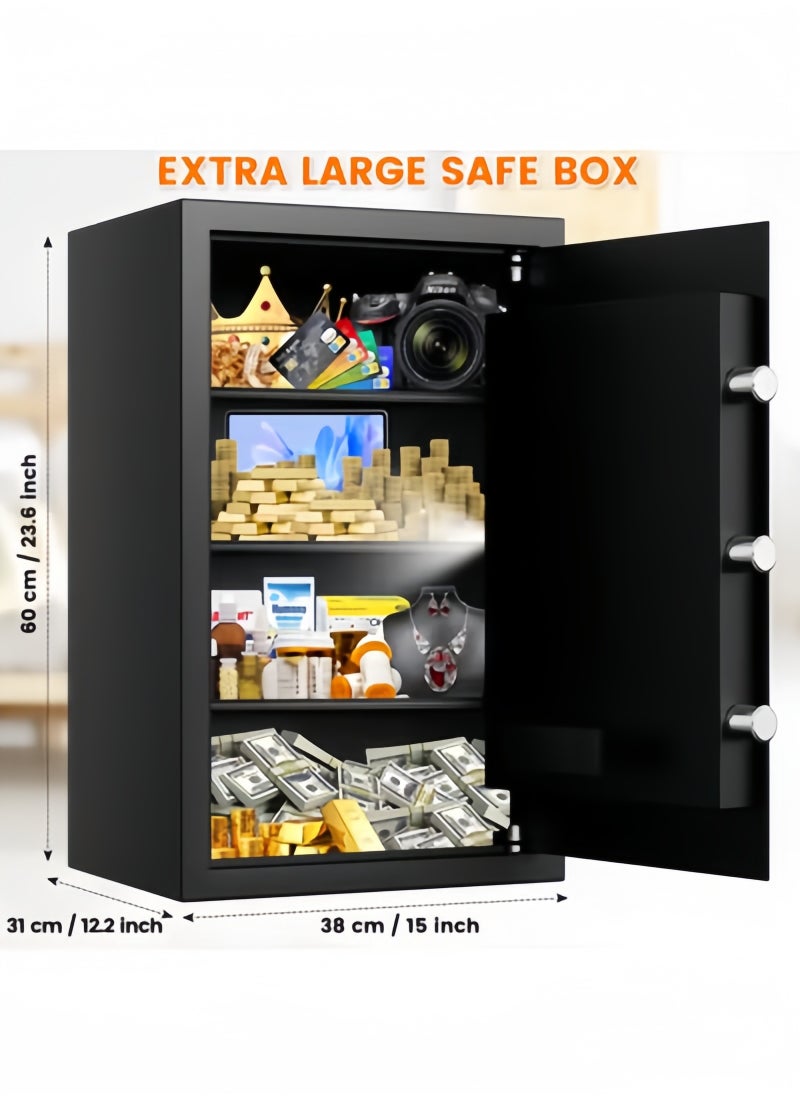 GGEROU 4.0 Cub Large Safe Box for Home Use, Heavy Duty Home Safes Water and Fireproof with Spare Keys and Alarm System, Anti-Theft Fire Proof Safe for Home Office  - Image 2