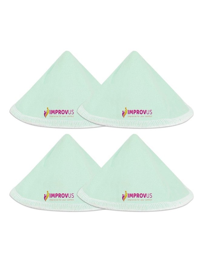 IMPROVUS Reusable Maternity Breast Pads, Washable Nursing Pad, Breast Pad for Feeding Mothers/Mom, Absorbent Comfort Fit Breast Pads, Leak Proof Soft Cotto Pads - Pack of 4 (Green) - Image 1