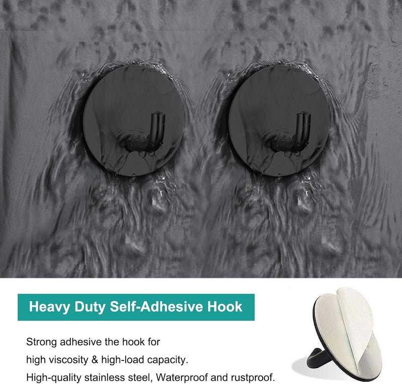 BARONAGE Adhesive Hooks 4 Pack, Black | Stainless Steel Sticky Shower Hooks, Waterproof, Rustproof, Heavy Duty Towel Hook, Easy Install, Traceless Hook For Bathroom - Image 4