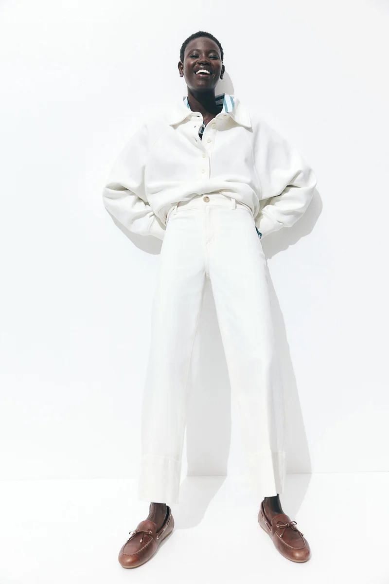 H&M Wide High Cropped Jeans