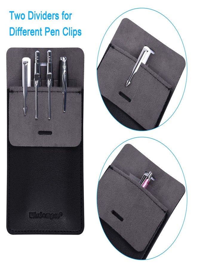 Wisdompro Pocket Protector, 3 Pack PU Leather Heavy Duty Pen Holder Pouch for Shirts, Lab Coats, Pants - Multi-Purpose - Holds Pens, Pointers, Pencils, and Notes - Black - Image 2