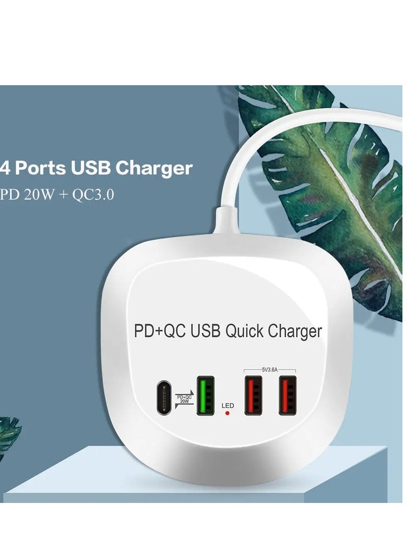 general Fast Charger 4 Ports QC3.0 Quick Charging For iPhone Samsung Travel PD adaptor - Image 2