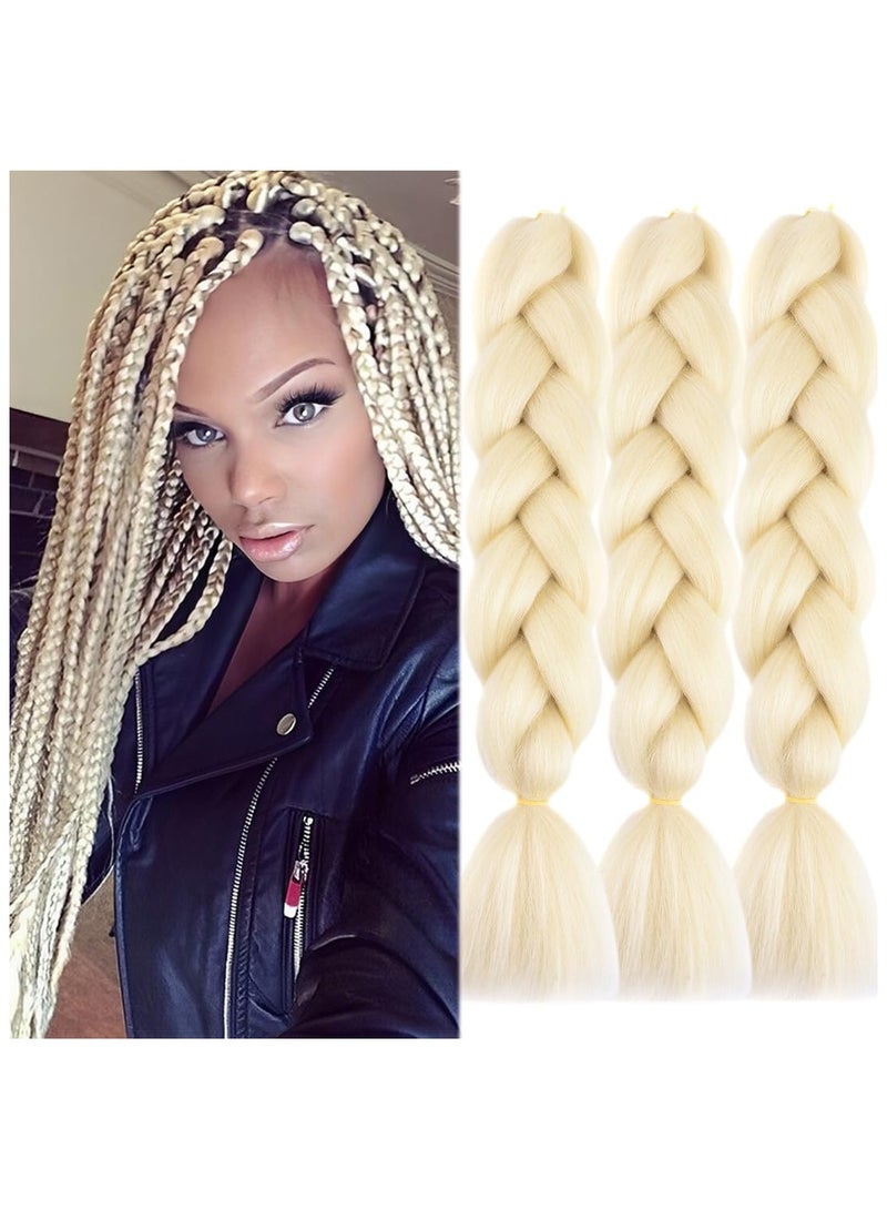 إستيل وصلات شعر أفريقية، وصلات شعر كروشيه مضفرة، شعر تجديل صناعي بدرجة حرارة عالية، شعر ياكي جامبو مضفر (أشقر، 3 قطع) - Image 1