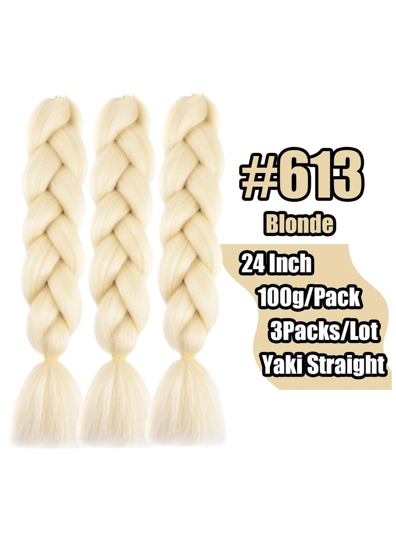 إستيل وصلات شعر أفريقية، وصلات شعر كروشيه مضفرة، شعر تجديل صناعي بدرجة حرارة عالية، شعر ياكي جامبو مضفر (أشقر، 3 قطع) - Image 2