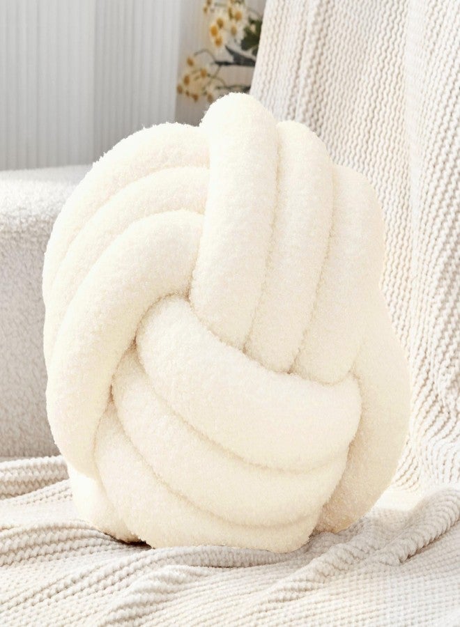 Petrella Knot Pillow Ball Round Throw Pillows Home Decor Cushion Decorative Aesthetic Throw Pillows，Lambswool White 8inch - Image 1