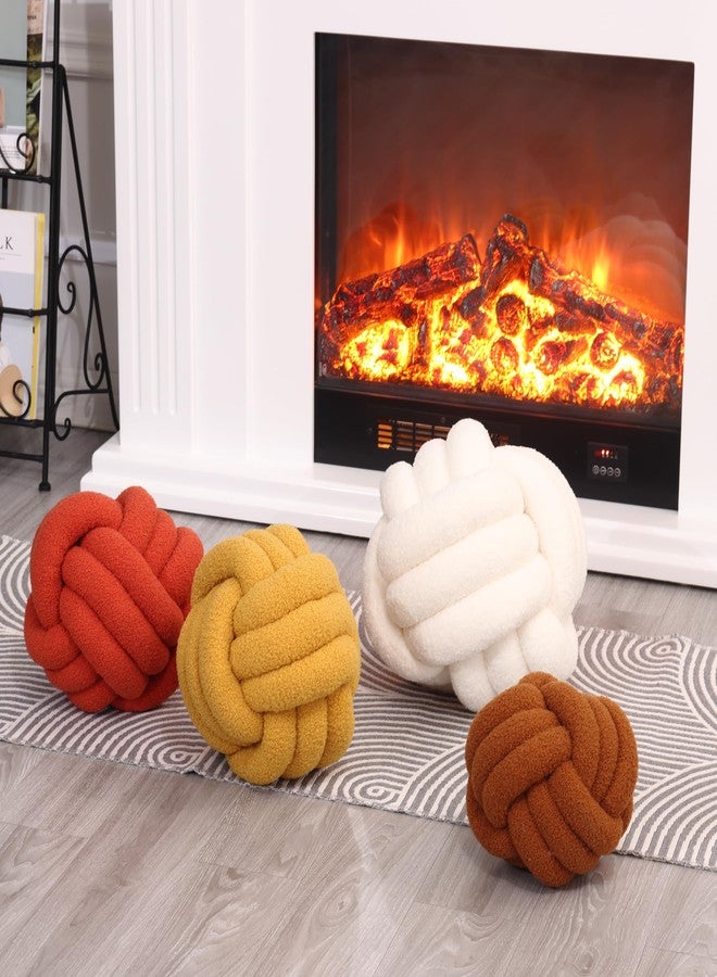 Petrella Knot Pillow Ball Round Throw Pillows Home Decor Cushion Decorative Aesthetic Throw Pillows，Lambswool White 8inch - Image 5