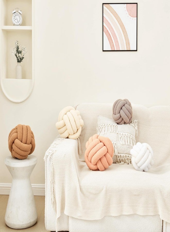 Petrella Knot Pillow Ball Round Throw Pillows Home Decor Cushion Decorative Aesthetic Throw Pillows，Lambswool White 8inch - Image 2