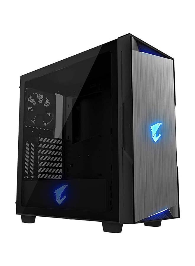 جيجابايت حالة AORUS C300 زجاجية متوسطة البرج ATX - زجاج مقسى، RGB Fusion، USB 3.1 Gen2 Type-C، دعم GPU عمودي، جاهز للتبريد السائل، غطاء PSU، فلاتر غبار، GB-AC300G - Image 1