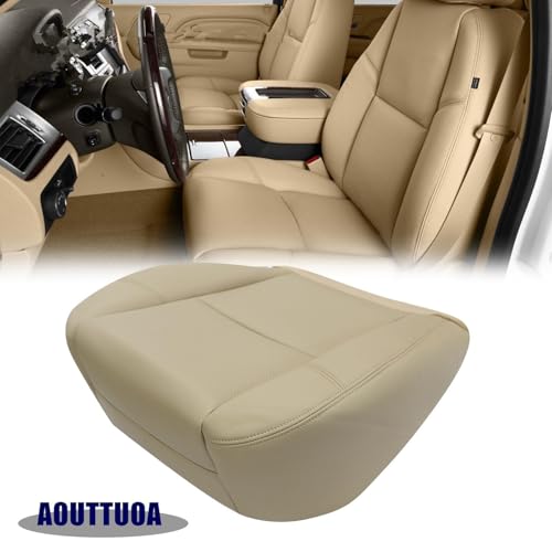 AOUTTUOA Driver or Passenger Bottom Leather Seat Cover Light Cashmere Tan #333 313 Fit for Cadillac Escalade 2009-2014 Fit for Chevry Tahoe Suburban GMC Sierra 2007 2008 2009 2010 2011 2012 2013 2014 - Image 3
