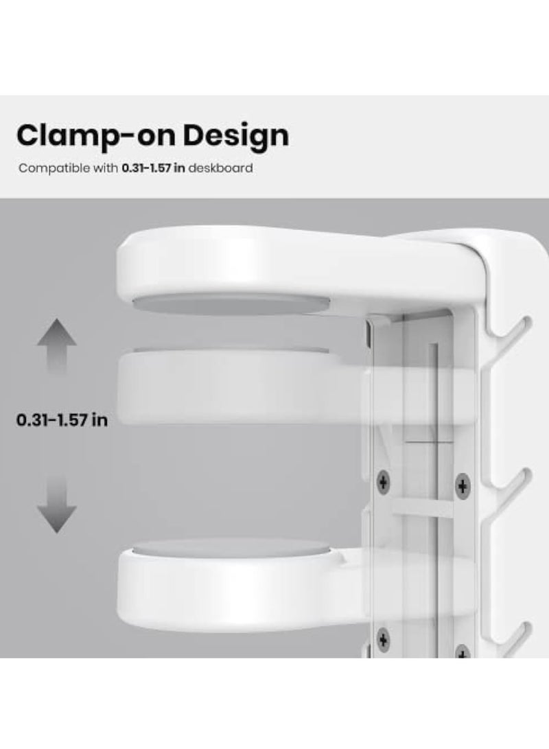 3-in-1 PC Gaming Headset&Controller Holder - EURPMASK Headphone Stand w/Adjustable Clamp&2 Controller Holder&Rotating Arm&Cable Organizer, Universal PC Gaming Accessory Controller Headset Stand-White - Image 4