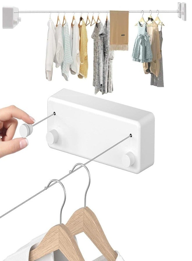 XBEY Retractable Washing Line,Wall Mounted Laundry line, Clothes Drying Rope for Indoor and Outdoor,Extendable Clotheslines,Heavy Duty Double Cloth Drying Rope for Balcony (Cloth Drying Line Stand) - Image 1