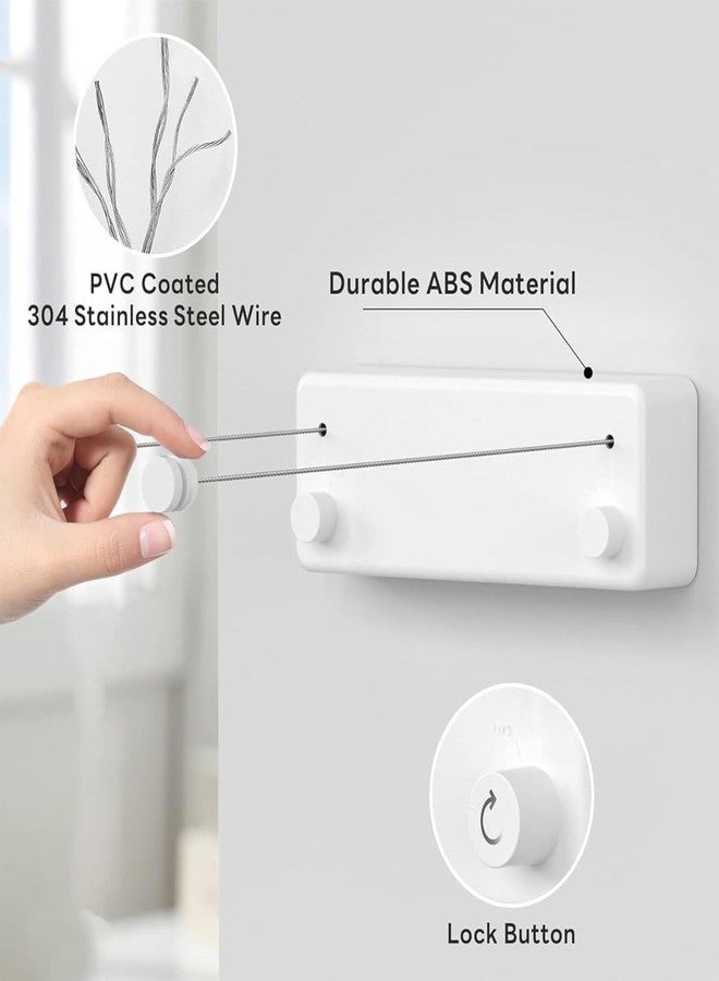 XBEY Retractable Washing Line,Wall Mounted Laundry line, Clothes Drying Rope for Indoor and Outdoor,Extendable Clotheslines,Heavy Duty Double Cloth Drying Rope for Balcony (Cloth Drying Line Stand) - Image 4