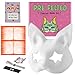 KemonoX Therian Cat Mask Kit with Star Eyes White Fleeced Cat Mask Base with Faux Fur Eye Mesh and Cat Like Fuzzy Fabric Felted for You Skip the Messy Work - Image 3