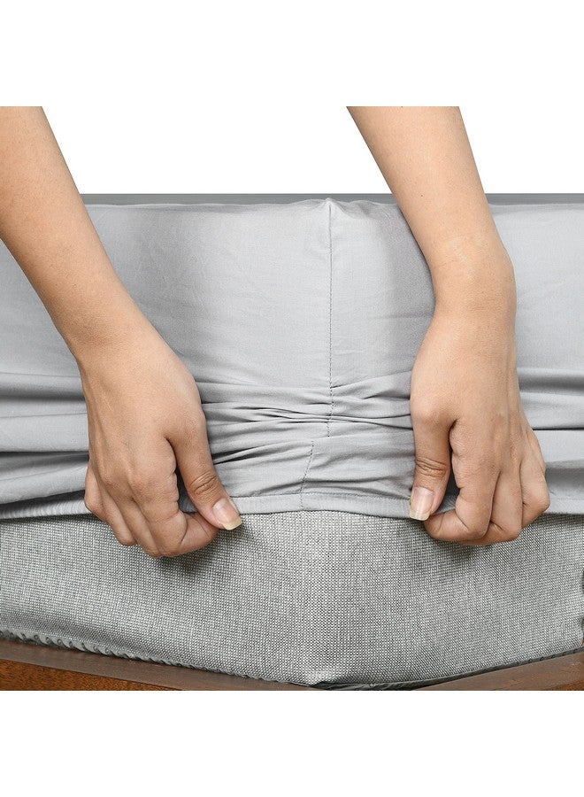 SleepyCat Fitted Bedsheet Set 100% Cotton 200TC Percale Combed Yarn with a Durable Elastic and Corner Stitch Oeko-TEX & AZO Free with 2 Standard Size Pillow Cases (King Size 78x72) Dolphin Grey - Image 5