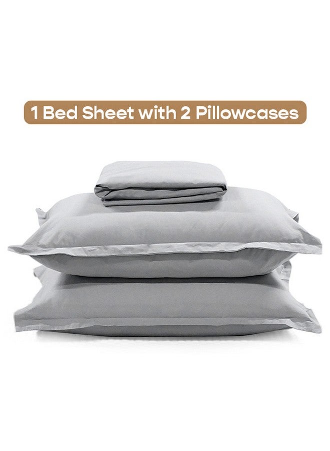 SleepyCat Fitted Bedsheet Set 100% Cotton 200TC Percale Combed Yarn with a Durable Elastic and Corner Stitch Oeko-TEX & AZO Free with 2 Standard Size Pillow Cases (King Size 78x72) Dolphin Grey - Image 2