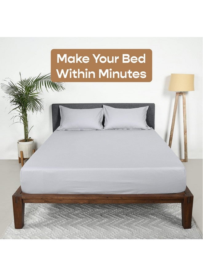 SleepyCat Fitted Bedsheet Set 100% Cotton 200TC Percale Combed Yarn with a Durable Elastic and Corner Stitch Oeko-TEX & AZO Free with 2 Standard Size Pillow Cases (King Size 78x72) Dolphin Grey - Image 3