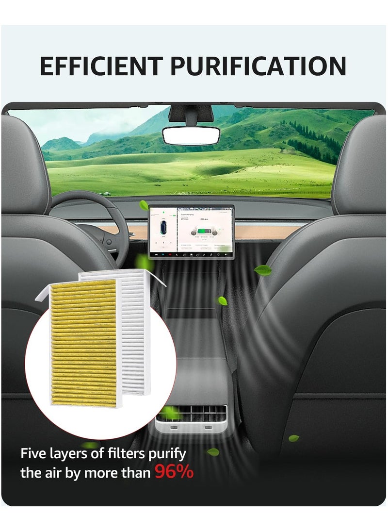 SYOSI Air Filter for Tesla Model Y Model 3 Filter Accessories Model Y 2016-2023, with Activated Carbon Replacement Cabin Air Intake Filter(Set of 2)  - Image 2