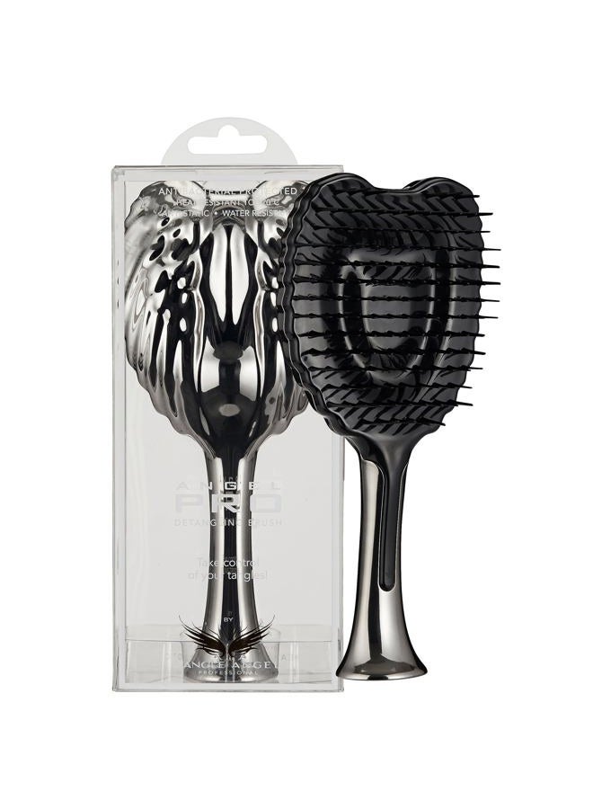 Tangle Angel فرشاة فك تشابك الشعر - فرشاة مضادة للكهرباء الساكنة لفك التشابك مع شعيرات ناعمة - فرشاة احترافية مقاومة للحرارة والماء لفك تشابك الشعر للنساء للشعر الناعم، الكثيف، الموجي، والمجعد - تيتانيوم - Image 1