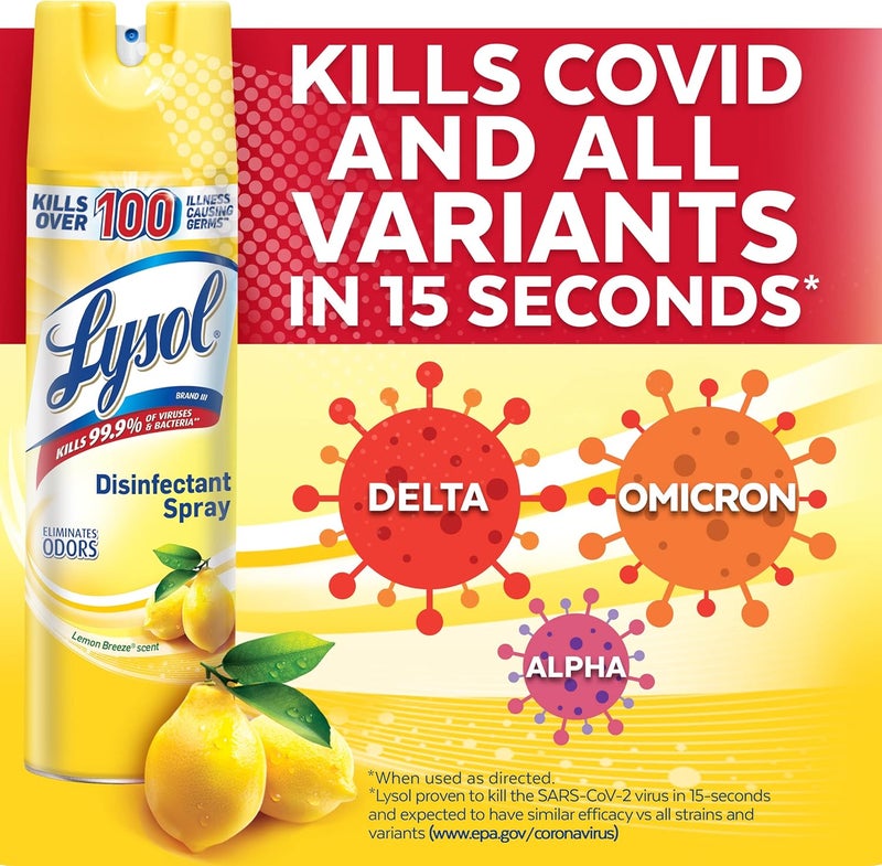 Lysol Disinfectant Spray, Lemon Breeze, 19oz, Clear - Image 3