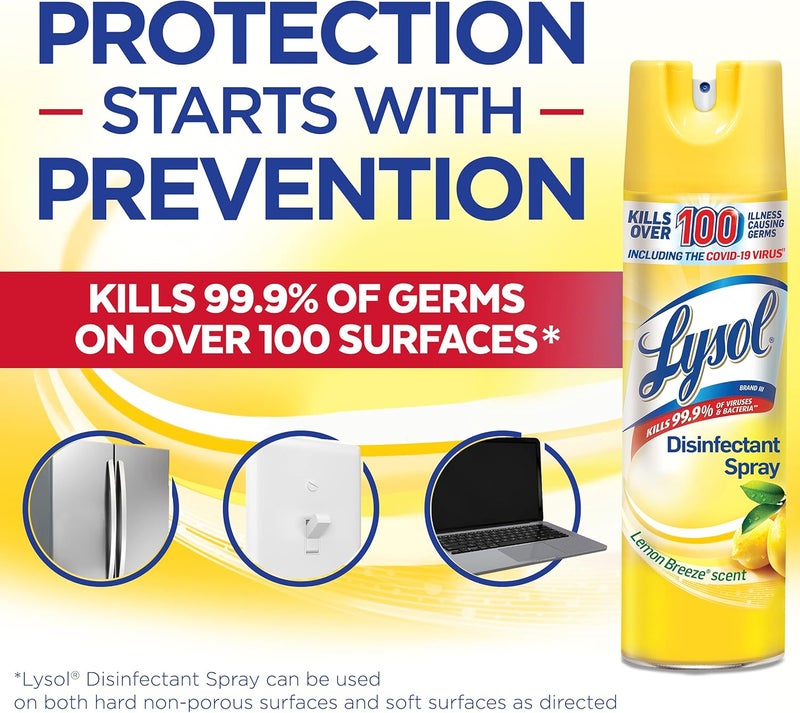 Lysol Disinfectant Spray, Lemon Breeze, 19oz, Clear - Image 4