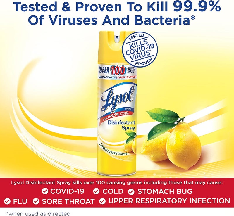 Lysol Disinfectant Spray, Lemon Breeze, 19oz, Clear - Image 1