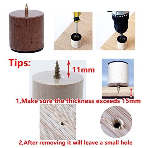 ANFU Cutting Board Feet, Walnut Chopping Board Feets, Non Slip Self Adhesive Butcher Block Legs with Screw (Not included Boards) - Image 4