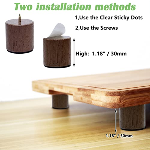 ANFU Cutting Board Feet, Walnut Chopping Board Feets, Non Slip Self Adhesive Butcher Block Legs with Screw (Not included Boards) - Image 2