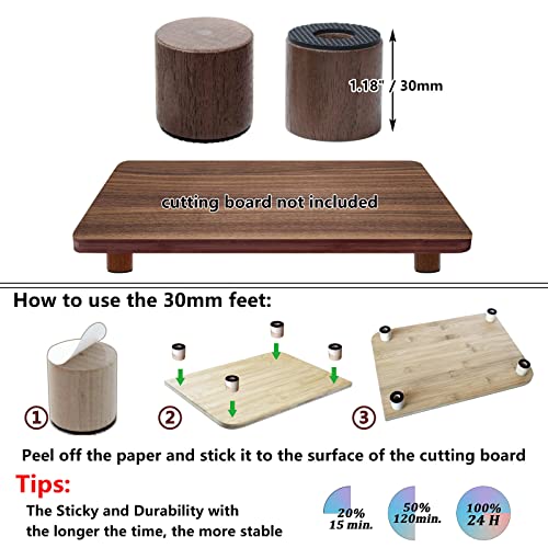 ANFU Cutting Board Feet, Walnut Chopping Board Feets, Non Slip Self Adhesive Butcher Block Legs with Screw (Not included Boards) - Image 3