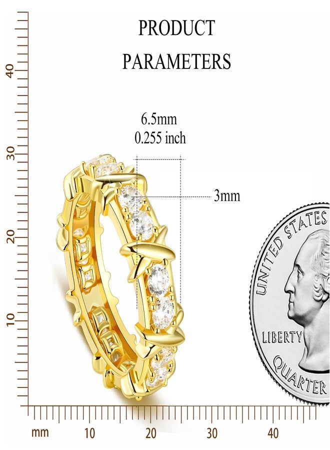 ايه إي لايف خاتم AiliFe XO دائري مرصع بالزركونيا المكعبة مطلي بالذهب الأصفر عيار 14 قيراطًا، خواتم فاخرة خفيفة الوزن مرصعة بالزركونيا المكعبة لحفلات الزفاف والخطوبة والوعد ومجوهرات الكوكتيل (8) - Image 4