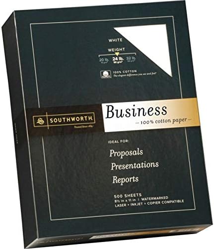 Southworth ورق أعمال 100% قطن من ساوثوورث 8.5 × 11 بوصة 24 رطل 100 معاد تدويره أبيض علبة من 500 - Image 5