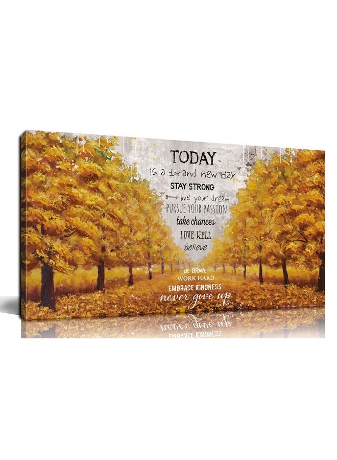 CGXART Motivational Canvas Wall-Art - Yellow Wall Decor - Inspirational Posters for Office Ready to Hang Size 20'' x 40'', Gold, 20''x40'' - Image 1