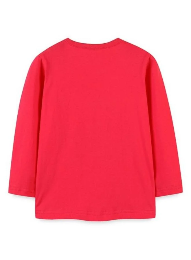 YUNIQEE Red Printed Long Sleeve Crew Neck T-Shirt