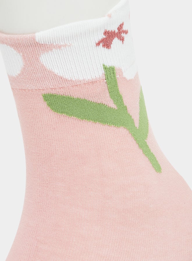 ستايلي مجموعة من 2 جوارب بزهور مُطرّزة - Image 3