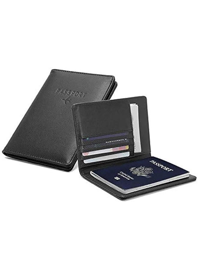 Travel Wallet & Family Leather Passport Holder Cover RFID Blocking Travel Wallet, Leather Card Case, Travel Document Organizer Case(Black) - Image 3
