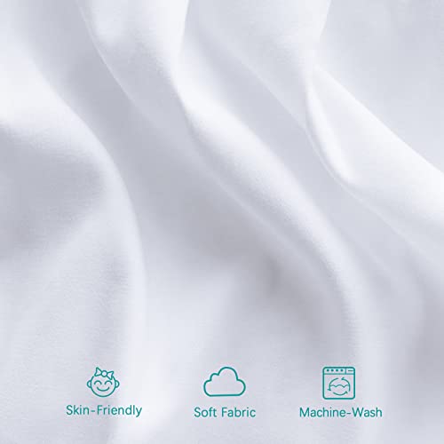 Biloban Crib Bed Skirt White for Girls Boys Pleated with Tassel Pompoms Dust Ruffled 14" Drop, Fit All Standard Crib Toddler Bed Skin-Friendly & Soft Machine Washable Nursery Bedding Skirts - Image 5
