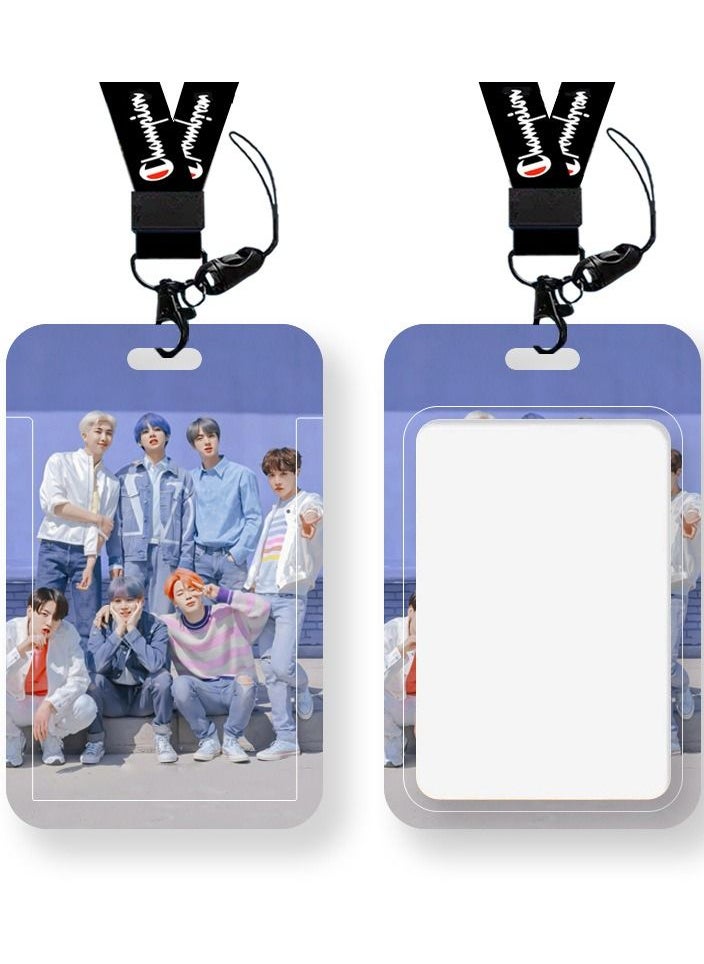NIBEMINENT South Korea Bts Student Work Permit School Access Card Protective Cover With Lanyard 
