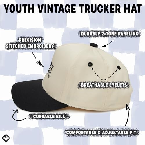 Funky Junque Kids Trucker Hat Baseball Cap - Two Tone Vintage Baby Baseball Cap, Infant Baseball Hat, Toddler Snapback Hat - Bubba - Black/Beige (Medium/Large - 2-9 Years) - Image 4