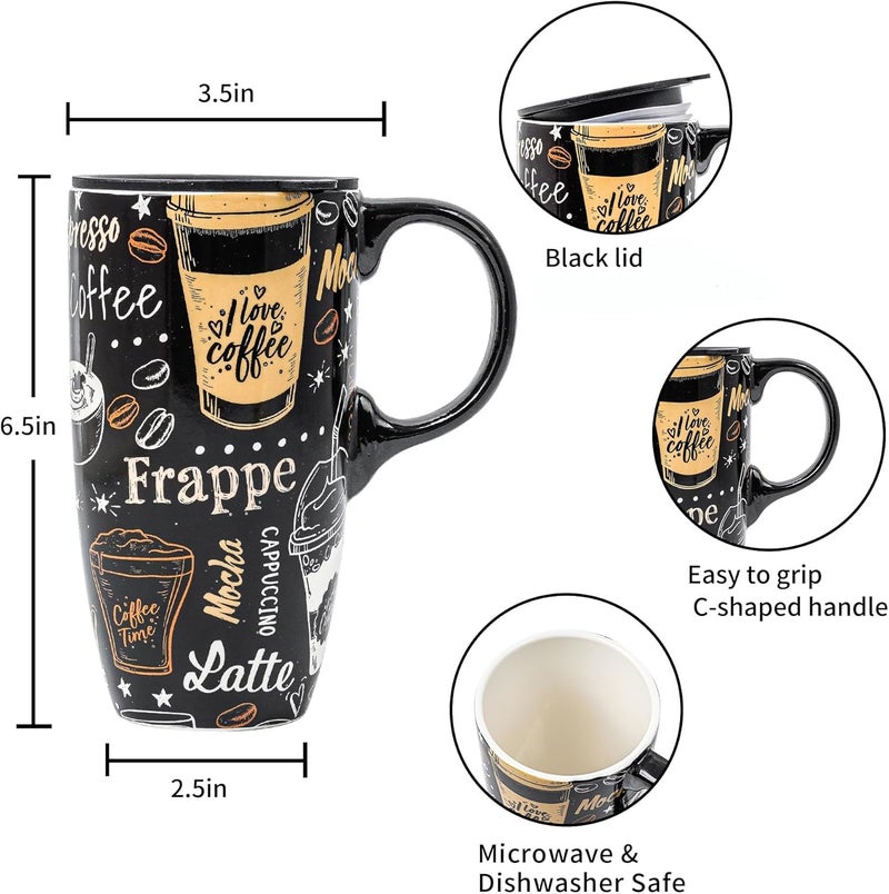 Topadorn Ceramic Travel Mug with Handle Coffee Mug Ceramic Latte Tea Mug Color Boxed 17 oz Splash Resistant Lid  Travel Tea Mug for Car Cup Holder Frappe - Image 3