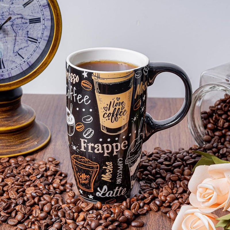 Topadorn Ceramic Travel Mug with Handle Coffee Mug Ceramic Latte Tea Mug Color Boxed 17 oz Splash Resistant Lid  Travel Tea Mug for Car Cup Holder Frappe - Image 5