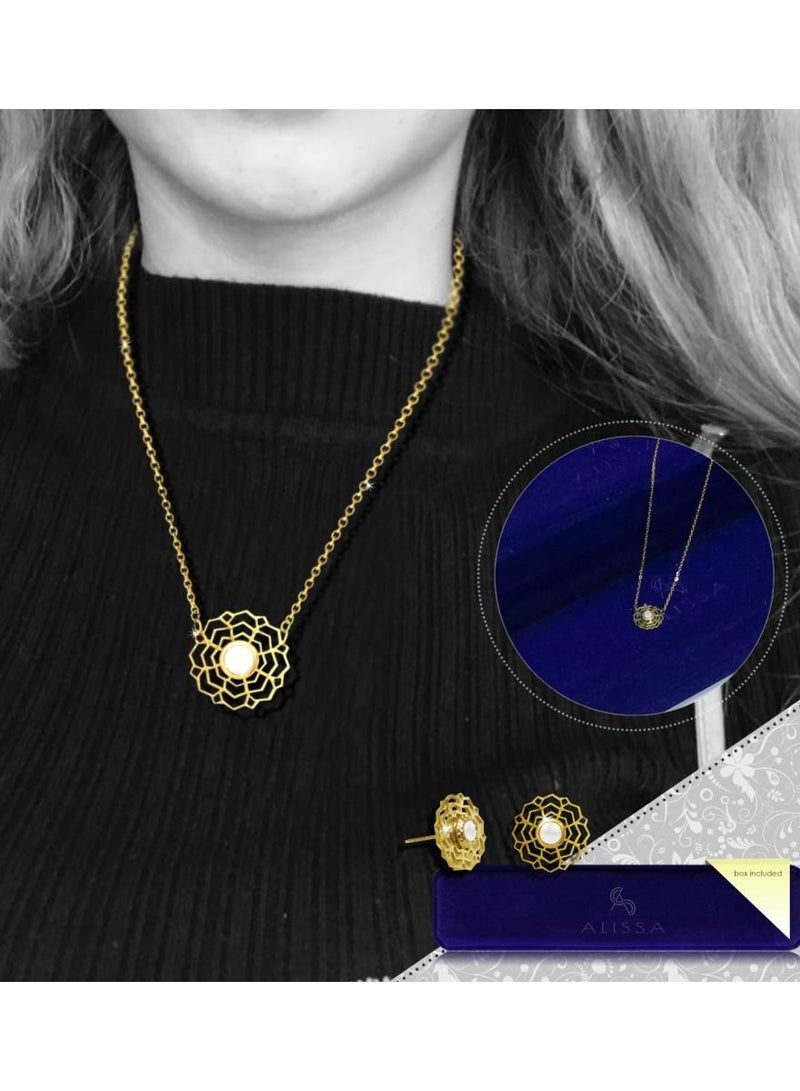 Alissa Necklace and Earring set Jewellery Set for Women Necklace Earring Set Gift for Wife Girlfriend Necklace Set - Image 3