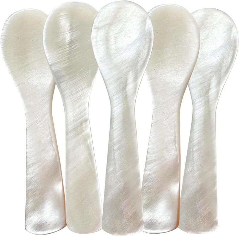 ThougrLyh Caviar Spoon 5pcs Mother of Pearl Spoons for Caviar Ice Cream Sauce 3.54 Inches Shell Spoon - Image 1